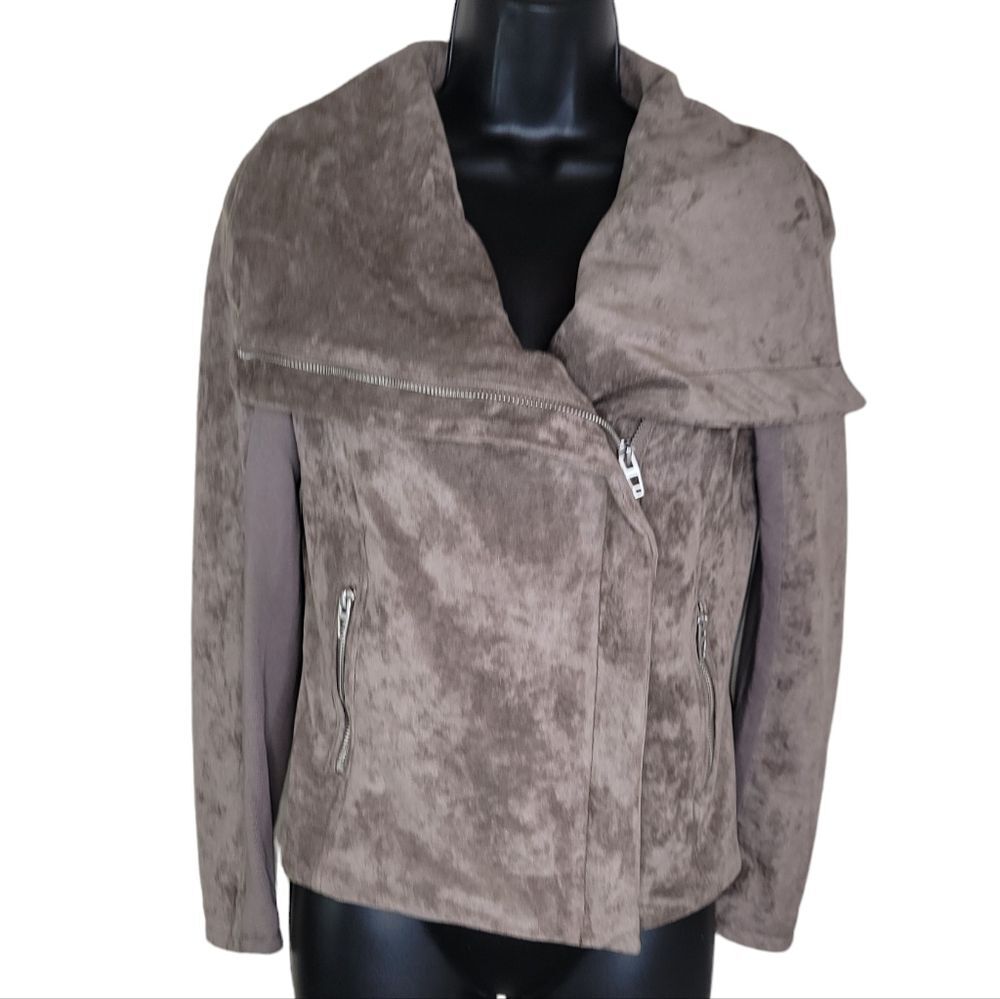 Blank Nyc Taupe Legendary Faux Suede Moto Jacket Size XS